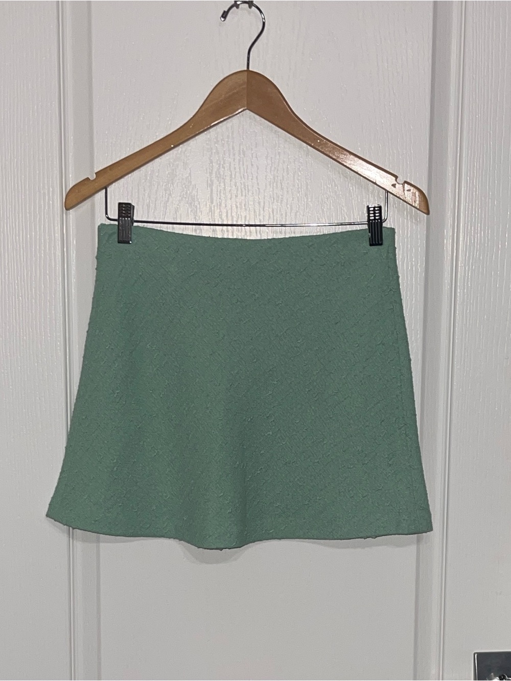 ZARA Aquamarine Turquoise Teal Green Blue Textured Jacket Tweed Skirt Set Small - Picture 10 of 14